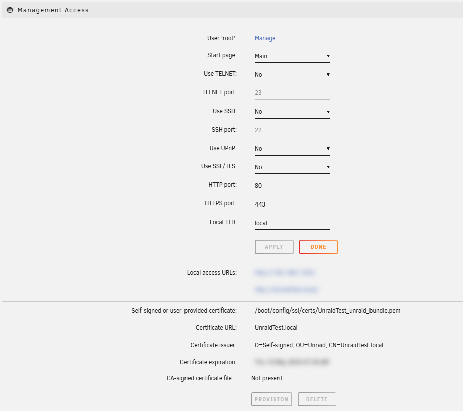 Configuraciones - Acceso de Gestión
